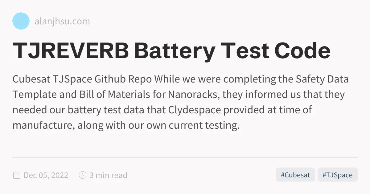 TJREVERB Battery Test Code